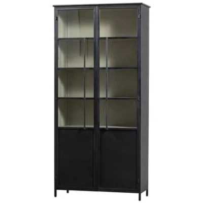 Afbeelding van WOOOD 2 deurs vitrinekast XL Exhibit Metaal Zwart 200x99x44 cm
