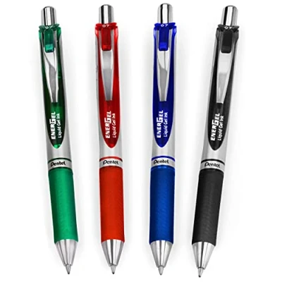 Afbeelding van Pentel EnerGel XM BL77 intrekbare vloeibare gelpen, 0,7 mm, 54% gerecycled, primaire tinten, 4 stuks