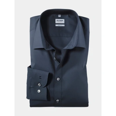 Afbeelding van OLYMP Level Five Overhemd Extra Lange Mouwen Body fit Navy maat 45 Heren Overhemden Formeel Effen met Slim Pasvorm Stretch