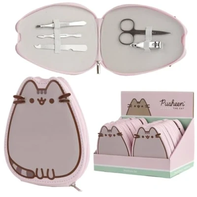 Afbeelding van Puckator Pusheen Kat 5 delige Manicureset met rits Poezen liefhebber Kado idee