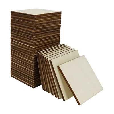 Afbeelding van Belle Vous Onbewerkt Blank Houten Vierkanten (x60) L7,5 x W7,5 cm Tegel Stukken Uitsnedes Voor Schilderen, Pyrografie Branden, DIY Onderzetters, Kunst Decoratie &amp; Hobby Projecten
