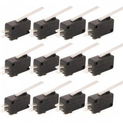 Afbeelding van CESFONJER 12 stuks micro eindschakelaar metalen kiezelhendel tijdelijke microschakelaar AC 5A 125 250V SPDT 3 polig zwart