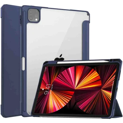 Afbeelding van iMoshion Tablet Hoes Geschikt voor iPad Pro 11 (2018) / (2020) (2021) (2022) Trifold Hardcase Bookcase Donkerblauw