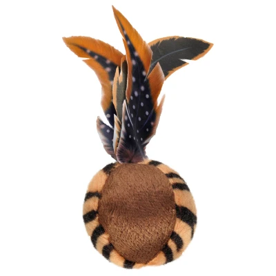 Afbeelding van Flamingo Jungle Bal Met Veren Kattenspeelgoed 140x80x50 mm Bruin Beige Blauw
