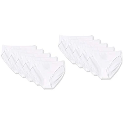 Image de Amazon Essentials Culotte en coton à jambe échancrée (grandes tailles disponibles) Women&#039;s, Pack of 10, Blanc, 44