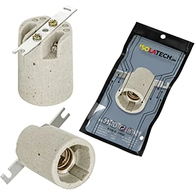 Afbeelding van ISOLATECH 1 stuk E14 keramische lamphouder met beugel LED spaarlampen (max. 250V/4A) gloeilampen thuis keuken badkamer inbouw hittebestendig