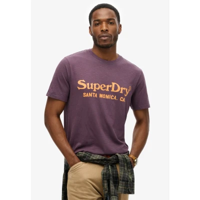 Afbeelding van Superdry Venue Classic Tshirt print, Heren, Maat: Medium, Soot purple slub