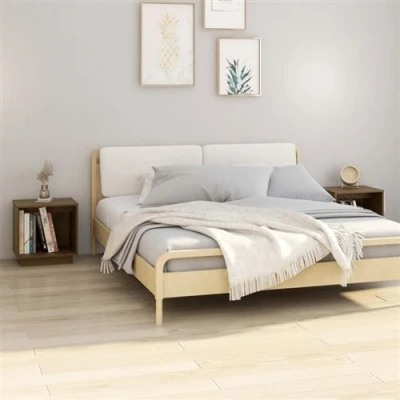 Afbeelding van Nachtkastje 2 St 40X30X40 Cm Massief Grenenhout / Honingbruin