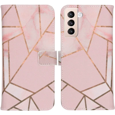 Afbeelding van iMoshion Hoesje Geschikt voor Samsung Galaxy S21 Plus Met Pasjeshouder Design Softcase Bookcase Meerkleurig / Pink Graphic