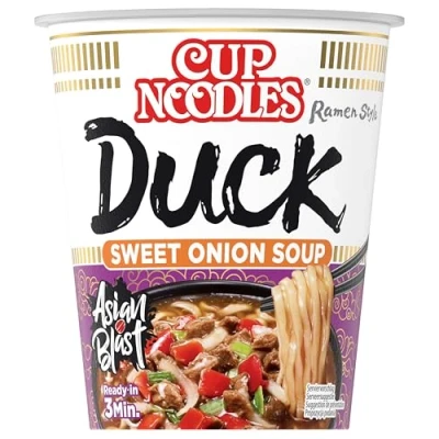 Afbeelding van Nissin Cup Noodles Roasted Duck instant pasta, Japanse stijl met eendenvlees en groenten, snel bereid in de beker, Aziatische maaltijd, 8 x 65 g