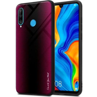 Afbeelding van Cadorabo Hoesje geschikt voor Huawei P30 LITE in PAARS ROZE Beschermhoes gemaakt van TPU silicone Case Cover en achterkant gehard glas