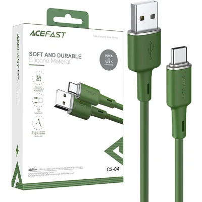 Afbeelding van Acefast kabel USB Type C 1,2m, 60W (20V/3A) groen (C2 03 olijfgroen)