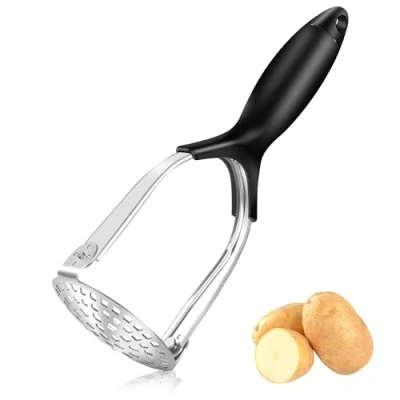Afbeelding van PUWOWYE Aardappelpers van roestvrij staal, handmatige pure pers met lange handgreep, opvouwbaar, appelmolen voor fruit, groenten, babyvoeding