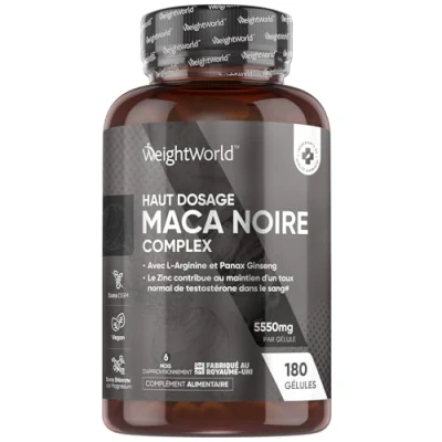 Afbeelding van WeightWorld Zwarte Maca capsules 5000 mg 180 vegan voor 6 maanden Met L Arginine, Zink en Panax Ginseng