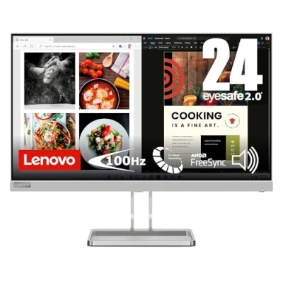 Image de Ecran PC Lenovo L24i 40 23.8&#039;&#039; 100 Hz Full HD Blanc et Gris