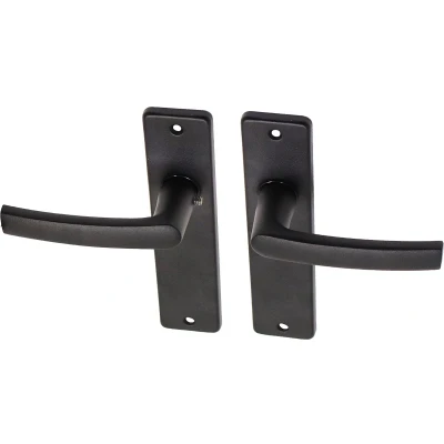 Afbeelding van Wovar Zwarte deurklinken met schild aluminium blokmodel Blind Per Set Deurkruk