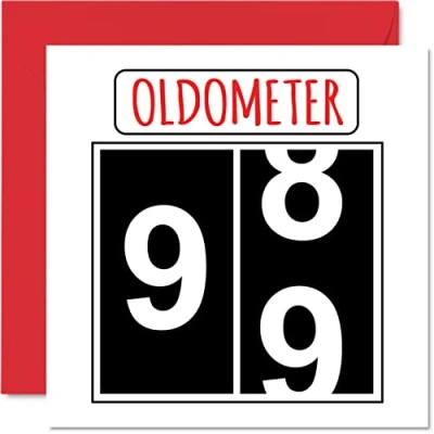 Afbeelding van Grappige verjaardagskaart voor mannen en vrouwen, oldometer, opa, oma, papa, mama, 145 mm x mm, wenskaart 99e verjaardag