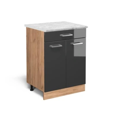 Afbeelding van Vicco Keukenonderkast R Line, Antraciet Hoogglans/Krachtige eik goud, 40 cm WB Marmer
