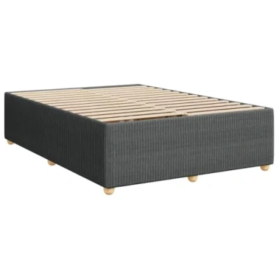 Image de vidaXL Cadre de lit avec tête Gris foncé 140x200 cm Tissu