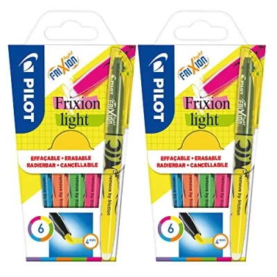 Afbeelding van Pilot 4136S6 FriXion Light markeerstiften, roze, geel, groen, blauw, paars, oranje, 12 stuks