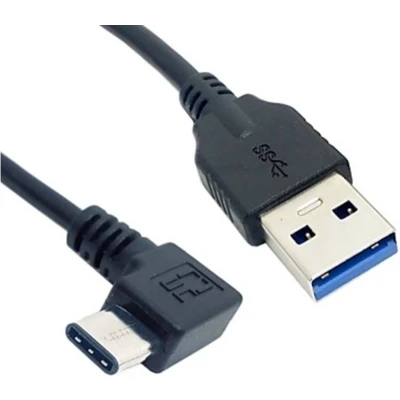 Afbeelding van USB A naar C kabel 3 meter 3.0 (100% koper, Haaks, Zwart)