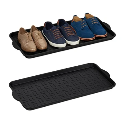Afbeelding van relaxdays XL afdruipmat schoenen set van 2 schoenenmat afdruipbak schoenenschaal