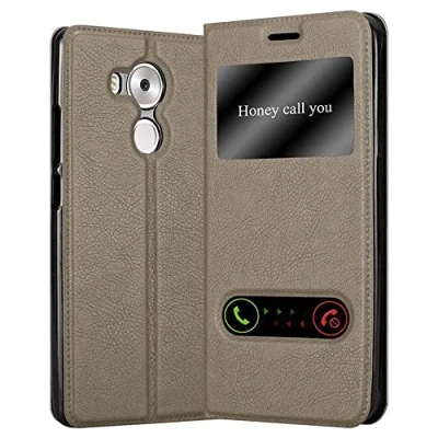 Afbeelding van Cadorabo Hoesje geschikt voor Huawei MATE 8 in STEEN BRUIN Beschermhoes met magnetische sluiting, standfunctie en 2 kijkvensters Book Case Cover Etui