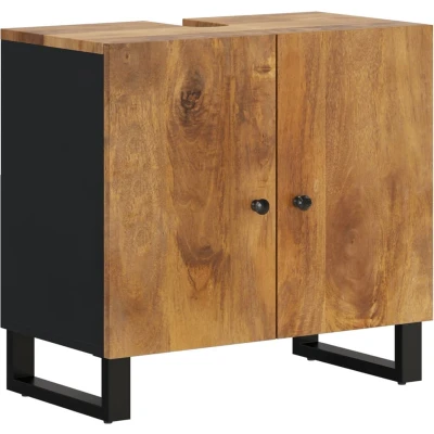 Afbeelding van Wastafelkast 62x33x58 cm massief mangohout en bewerkt hout