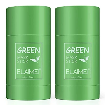Afbeelding van Blue Finger 2 stuks groene theemaskers met klei voor alle huidtypes, oliecontrole, vermindert mee eters en acne, past de balans van water olie huid aan