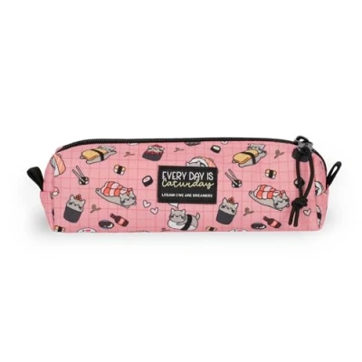 Afbeelding van Legami Trousse My Pencil Case, Thème Sushi Cat, Fermeture à glissière, en plastique recyclé, résistant, spacieux, pratique, pour l&#039;école, bureau, 22 x 6 cm, rose, Contemporain