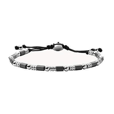 Afbeelding van Diesel Armband van halfedelsteen voor heren, met parels of Roestvrij staal karabijnsluiting schuiver, staal, Geen edelsteen