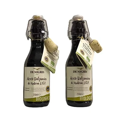 Afbeelding van Aceto balsamico di Modena 2 x 250 ml IgP biologische balsamicoazijn met 55% gekookte druivenmost, gemaakt in Italië