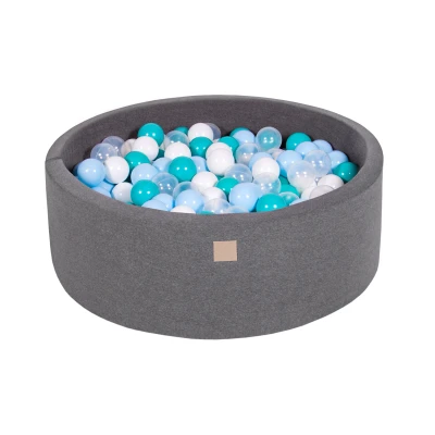 Afbeelding van Katoenen Ballenbak in Donkergrijze Kleur Ballenbakje België Wit/Transparant/Turkoois/Baby Blauw