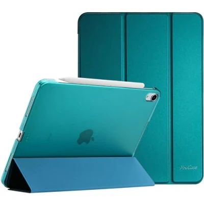 Afbeelding van ProCase Hoes voor 10,9 inch iPad Air 5e 2022 / 4e 2020 Case, Tri fold Slim Beschermhoes Hoesje Smart Folio Cover met Translucent Matte Back Smaragd