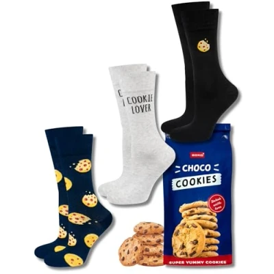 Afbeelding van soxo Leuke damessokken, grappig cadeau, heren, fantasie, sokken, cadeau idee, 2 maten, 1 3 paar, Cookies paar