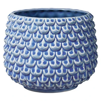 Afbeelding van Bloomingville Pinecone Bloempot, decoratieve bloempotten, kleur voor binnen, creatieve retrostijl, L (16,5 cm ø), blauw, keramiek