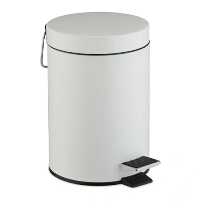 Afbeelding van Relaxdays badkamer prullenbak 3 l deksel handvat binnenemmer toilet wit