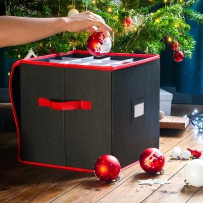 Afbeelding van CKB Kerstballen Opbergbox met Vakjes voor Kerst Opbergen en Opslaan van Versieringen, Kerstboom Opbergtas Opbergzak Kerstboom, Opbergdoos Kerstversiering