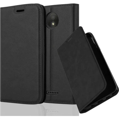 Afbeelding van Cadorabo Hoesje geschikt voor Motorola MOTO C PLUS in ZWARTE NACHT Beschermhoes met magnetische sluiting, standfunctie en kaartvakje Book Case Cover Etui