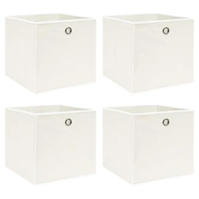 Image de vidaXL Boîtes de rangement 4 pcs Blanc 32x32x32 cm Tissu288349