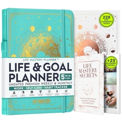 Afbeelding van Levensbeheersplanner, een reis van 12 maanden om je doelen te verpletteren, productiviteit, passie, succes en geluk verhogen, wekelijkse maandelijkse levensplanner,
