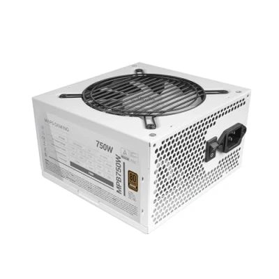 Afbeelding van MARSGAMING MPB750, pc voeding 750 W ATX, 80 Plus Brons 230 V EU, 90% efficiëntie, ventilator 120 mm FDB met AI RPM technologie en anti vibratiesysteem, wit