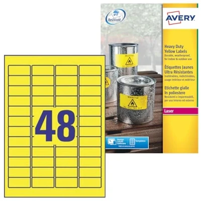 Afbeelding van Avery Etiketten Heavy Duty ft 45,7 x 21,2 mm geel etiket