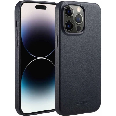 Afbeelding van Accezz Hoesje Geschikt voor iPhone 14 Pro Max MagSafe Leather Backcover zwart