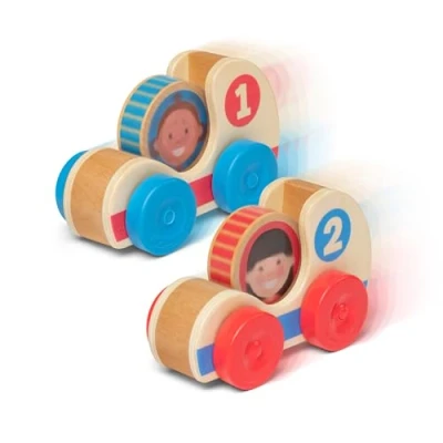 Afbeelding van Melissa &amp; Doug GO Tots Houten raceauto&#039;s (2 autootjes, 2 schijven) peuterspeelgoed ontwikkelings speelgoed voor baby&#039;s 12 maanden + Cadeau baby jongens en meisjes