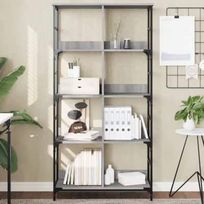 Afbeelding van Boekenrek 78,5x33x153 cm bewerkt hout grijs sonoma eikenkleur