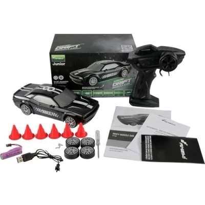 Afbeelding van Amewi Drift Muscle Car 4WD 1:20 RTR op afstand bestuurbare auto zwart met kastverlichting