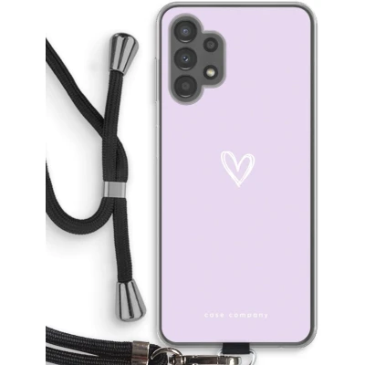 Afbeelding van Case Company® hoesje met Koord geschikt voor Samsung Galaxy A13 4G Klein hartje paars Telefoonhoesje Zwart Bescherming aan alle Kanten en Over de Schermrand