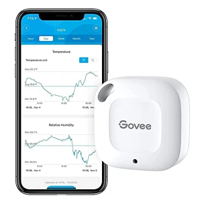 Afbeelding van Govee Draadloze thermometer, hygrometer, mini bluetooth vochtigheids en temperatuursensor met gegevensexport voor iOS Android, tijdelijke vochtigheidsmonitor waarschuwing de