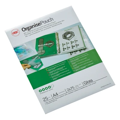 Image de GBC Pochettes de plastification format A4, perforée, 150 microns, pqt 25